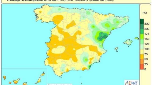 Balance hídrico. Precipitaciones acumuladas en España Balance hídrico. Precipitaciones acumuladas en España