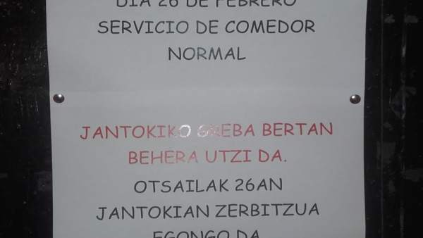 Desconvocada la huelga prevista para este martes en los comedores ... Desconvocada la huelga prevista para este martes en los comedores ...