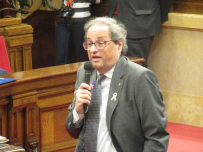 El presidente de la Generalitat, Quim Torra, en el pleno del Parlament