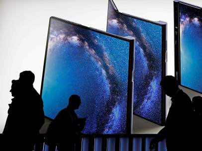 Cartel de Huawei en el MWC de Barcelona