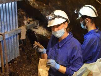 Investigadores en Sima del Ángel (Lucema, Córdoba).