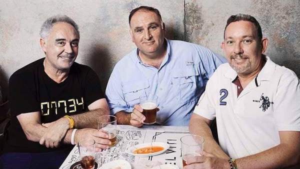 José Andrés junto a Ferran y Albert Adrià José Andrés junto a Ferran y Albert Adrià
