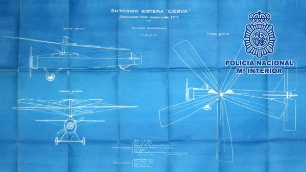 Policía Nacional recupera la documentación del autogiro de Juan de la Cierva y C Policía Nacional recupera la documentación del autogiro de Juan de la Cierva y C