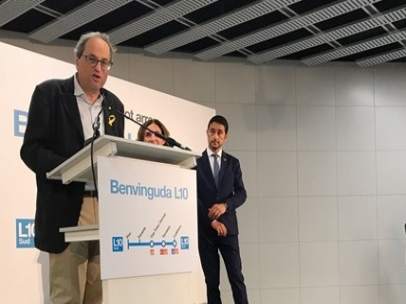 Quim Torra inaugurando la L10 Sud de Metro en 2018