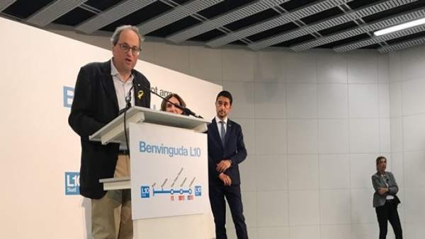 Quim Torra inaugurando la L10 Sud de Metro en 2018 Quim Torra inaugurando la L10 Sud de Metro en 2018
