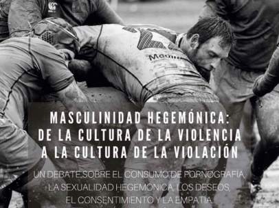 Cartel que vincula el rugby con la violencia machista