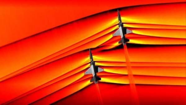 Tecnología fotográfica de la NASA que capta la interacción de ondas de choque. Tecnología fotográfica de la NASA que capta la interacción de ondas de choque.
