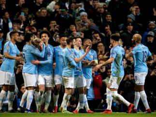 El Manchester City celebra su triunfo ante el Schalke 04.