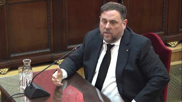 Oriol Junqueras en la declaración del juicio del "procés". Oriol Junqueras en la declaración del juicio del "procés".