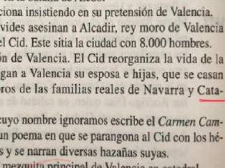 Fragmento polémico del libro 'Cantar de Mío Cid'.