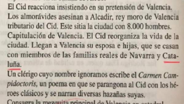 Fragmento polémico del libro 'Cantar de Mío Cid'. Fragmento polémico del libro 'Cantar de Mío Cid'.