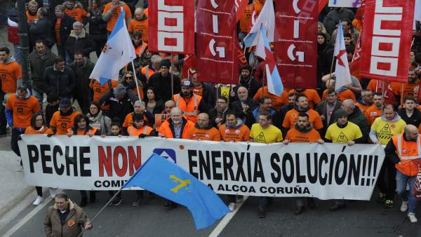 Imagen de la manifestación de Alcoa en A Coruña. Imagen de la manifestación de Alcoa en A Coruña.