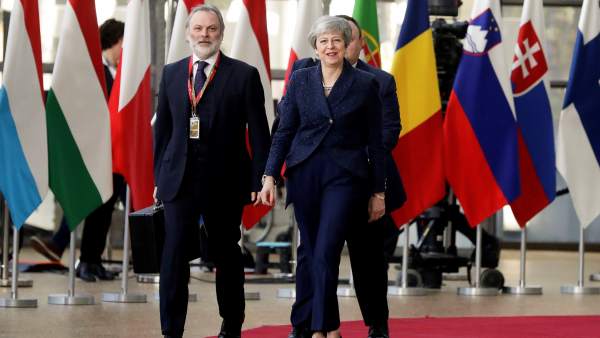 Theresa May, a su llegada al Consejo Europeo. Theresa May, a su llegada al Consejo Europeo.