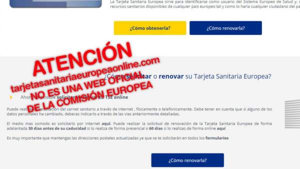 Imagen creada por Facua para alertar de la página web falsa de la Comisión Europea. Imagen creada por Facua para alertar de la página web falsa de la Comisión Europea.