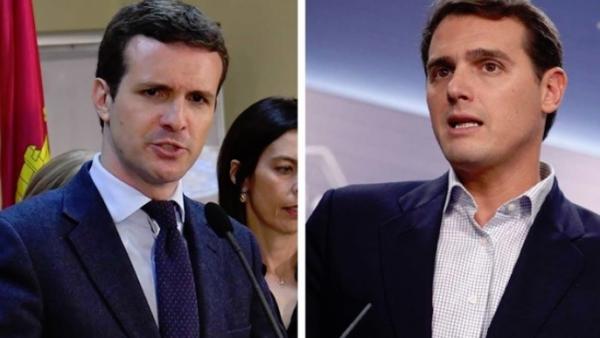 28A.- Casado dice a Rivera que la opción para echar a Sánchez es agrupar el voto 28A.- Casado dice a Rivera que la opción para echar a Sánchez es agrupar el voto