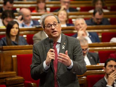 El presidente de la Generalitat, Quim Torra, en la sesión de control al Govern.