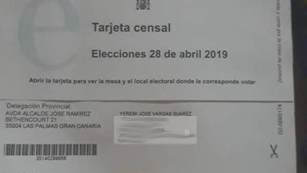 Tarjeta censal de Yéremi Vargas Tarjeta censal de Yéremi Vargas