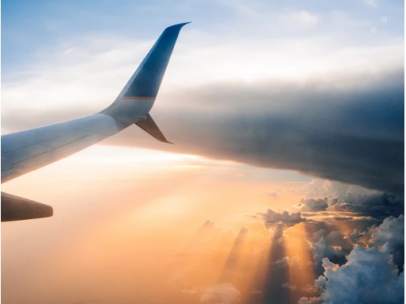 Sunset in an airplane
