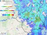 Meteorología eleva a naranja el aviso por lluvias en gran parte de la Región con acumulaciones en 12 horas de 100 l/m2