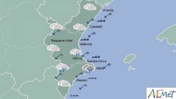 Las precipitaciones podrán ser persistentes y localmente fuertes en el norte de Alicante y sur de Valencia Las precipitaciones podrán ser persistentes y localmente fuertes en el norte de Alicante y sur de Valencia