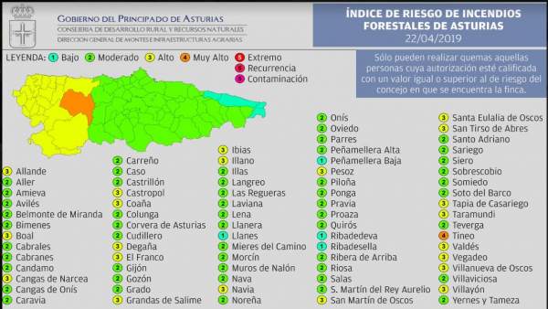 ASTURIAS.-El Concejo De Tineo Estará Este Lunes En Riesgo 'Muy Alto' De Sufrir Incendios Forestales ASTURIAS.-El Concejo De Tineo Estará Este Lunes En Riesgo 'Muy Alto' De Sufrir Incendios Forestales