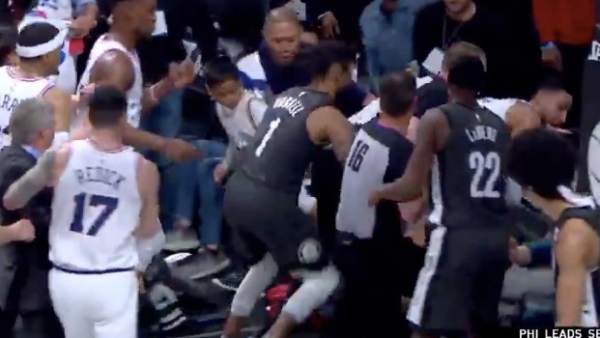 Pelea entre Sixers y Nets. Pelea entre Sixers y Nets.
