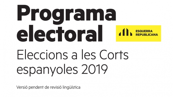 Portada del programa de ERC para las elecciones generales Portada del programa de ERC para las elecciones generales