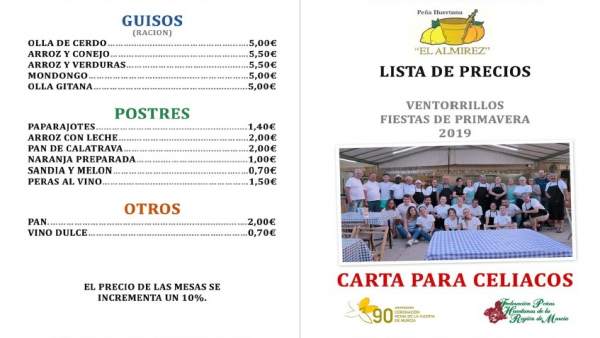 **MARTES BANDO ROSALIA Carta Celiacos Fiestas **MARTES BANDO ROSALIA Carta Celiacos Fiestas