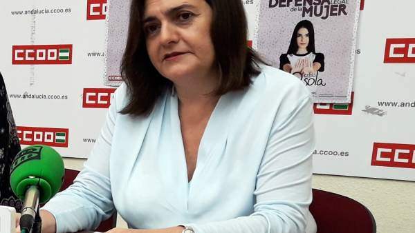 Marina Borrego (CCOO) en una rueda de prensa Marina Borrego (CCOO) en una rueda de prensa