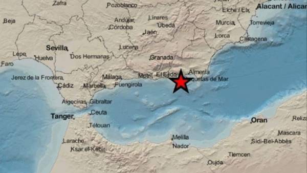 Localización del sismo en Almería Localización del sismo en Almería