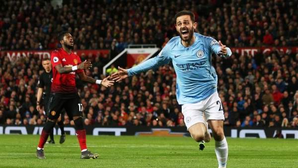Bernardo Silva celebra el 0-1 del Manchester City frente al Manchester United. Bernardo Silva celebra el 0-1 del Manchester City frente al Manchester United.