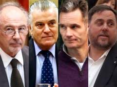 Rodrigo Rato, Luis Bárcenas, Iñaki Urdangarin, Oriol Junqueras y Jordi Sànchez.
