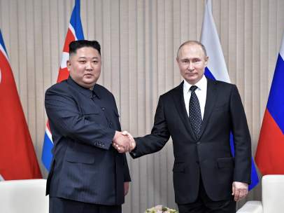El presidente de Rusia, Vladimir Putin, y el líder de Corea del Norte, Kim Jong-un.
