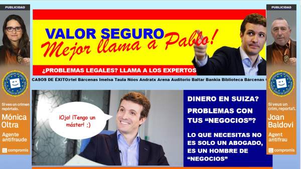 La web 'valorseguro.org', creada por Compromís, recoge los casos de corrupción del PP. La web 'valorseguro.org', creada por Compromís, recoge los casos de corrupción del PP.