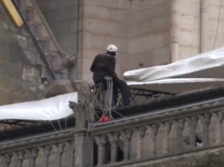 Lonas gigantes sobre Notre Dame