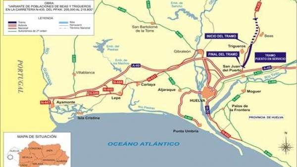 Huelva.- Fomento pone en servicio este martes la variante de Trigueros de la carretera N-435 Huelva.- Fomento pone en servicio este martes la variante de Trigueros de la carretera N-435