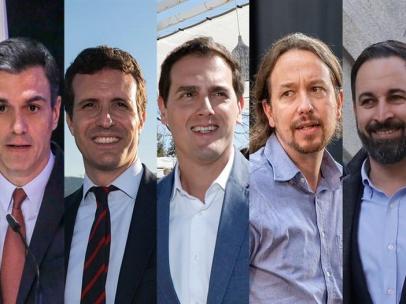 Montaje de los cinco líderes políticos