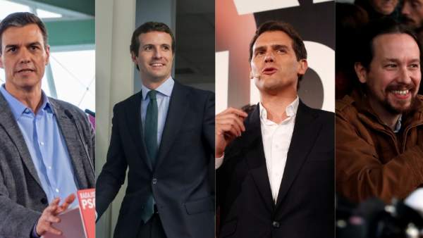 Montaje con Sánchez, Casado, Rivera e Iglesias Montaje con Sánchez, Casado, Rivera e Iglesias