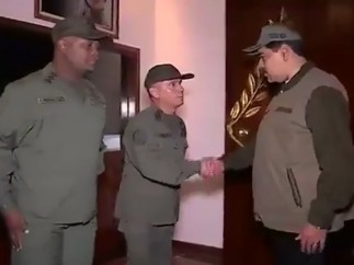 Nicolás Maduro durante la marcha militar