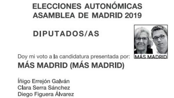 Papeletas de Más Madrid para las elecciones municipales y autonómicas. Papeletas de Más Madrid para las elecciones municipales y autonómicas.