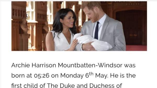 Error en la web de la Familia Real Británica Error en la web de la Familia Real Británica
