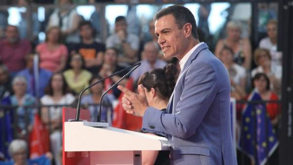 Pedro Sánchez, durante un mitin en la campaña electoral del 26M. Pedro Sánchez, durante un mitin en la campaña electoral del 26M.