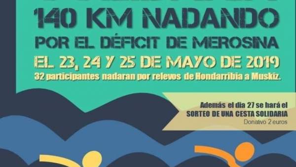Una treintena de nadadores realizarán una travesía solidaria entre Hondarribia y Muskiz por el déficit de Merosina Una treintena de nadadores realizarán una travesía solidaria entre Hondarribia y Muskiz por el déficit de Merosina