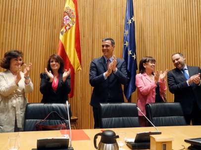 El presidente en funciones del Gobierno, Pedro Sánchez, durante la reunión del Grupo Parlamentario Parlamentario Socialista en el Congreso