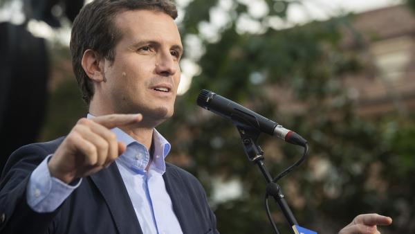 Pablo Casado en un mitin del PP en Collado Villalba. Pablo Casado en un mitin del PP en Collado Villalba.