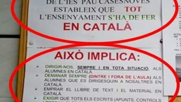 Una asociación protesta ante el Defensor del Pueblo por un instituto de Mallorca al que acusa de 'eliminar el español' Una asociación protesta ante el Defensor del Pueblo por un instituto de Mallorca al que acusa de 'eliminar el español'