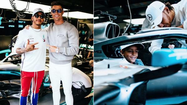 Lewis Hamilton, Cristiano Ronaldo y su hijo Lewis Hamilton, Cristiano Ronaldo y su hijo