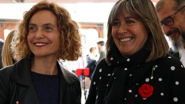 La cabeza de lista del PSC y presidenta del Congreso, Meritxell Batet, junto con la alcaldesa socialista de L'Hospitalet de Llobregat, Núria Marín. La cabeza de lista del PSC y presidenta del Congreso, Meritxell Batet, junto con la alcaldesa socialista de L'Hospitalet de Llobregat, Núria Marín.