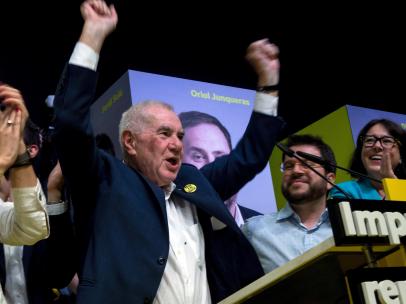 Ernest Maragall celebra la victoria electoral del 26M.
