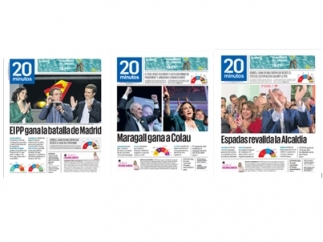 Las portadas del periódico 20minutos tras el 26M.